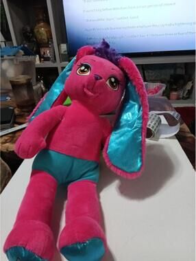 Build‑A‑Bear Pink Bunny Plush Turquoise Shorts 16" Color Pop Style